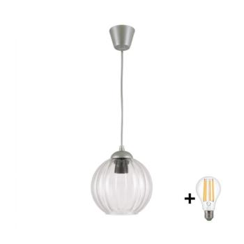 BRILAGI - RETRO GLASS LED csillár kábelen 1xE27/60W/230V átm. 18 cm ezüst/átlátszó NSTK7485+TK8612A kép