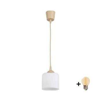 BRILAGI - RETRO GLASS LED függeszték zsinóron, 1xE27/60W/230V, átm. 10 cm, bézs/fehér NSTK7006+TK8619A kép