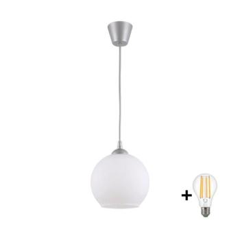 BRILAGI - RETRO GLASS LED kábeles csillár 1xE27/60W/230V átm. 15 cm ezüst/fehér NSTK7432+TK8612A kép