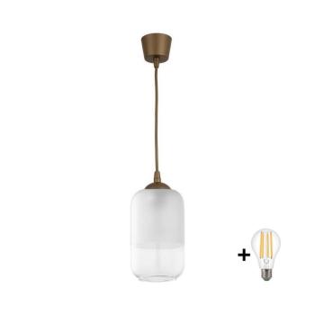 BRILAGI - RETRO GLASS LED zsinóros függeszték 1xE27/60W/230V, átmérő 14 cm, barna/fehér NSTK7777+TK8611A kép