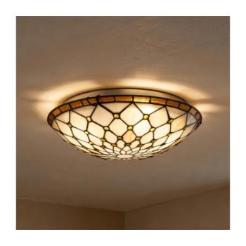 BRILAGI - Tiffany stílusú ólomüveg mennyezeti lámpa IVORY 2xE27/60W/230V átm. 40 cm BRC-12016 kép