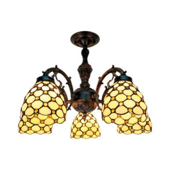 BRILAGI - Tiffany vitrázos felületre szerelhető csillár IVORY SMOOTH 5xE27/60W/230V Ø 60 cm BRD-26413C/5xE27 kép