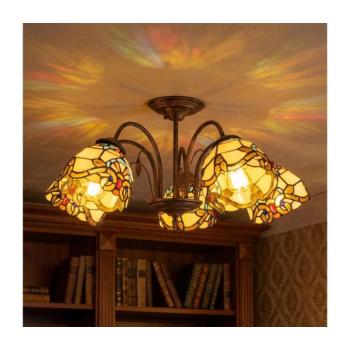 BRILAGI - Tiffany-vitrázs felületre szerelhető mennyezeti csillár MIRABELLA 5xE27/60W/230V átm. 60 cm BRD-12028/5xE27 kép