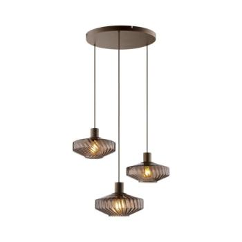 Brilliant - LYN kábelre függesztett csillár, 3xE27/20W/230V, átm. 69 cm, barna/füstbarna 51501/20 kép
