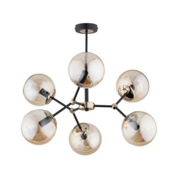 Csillár rúdon FOTON 6xE14/40W/230V fekete/bézs 63121 kép