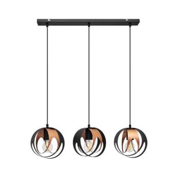 Csillár zsinóron MOONLIGHT 3xE27/15W/230V fekete/réz W-L 1888/3 BK+BR MAT kép