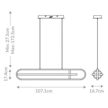DENMARK LED lógó világítás, matt fekete, hossza 107 cm, fém kép