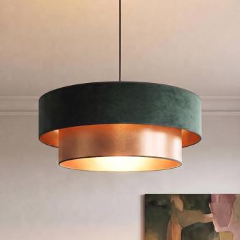 Dorina függő lámpa, zöld/arany, Ø 60 cm, textil, E27 kép