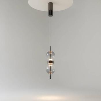 DOUBLE MOON LED lógó világítás, füstszürke, Ø 12 cm, üveg kép