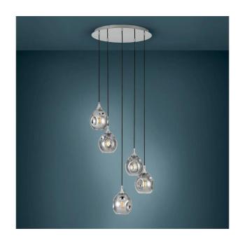 Eglo 39682 - Kábellel függesztett csillár BREGALLA 5xE27/40W/230V fekete/füstszínű 39682 kép