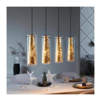 EGLO , 97653 , PINTO GOLD , függeszték , E27 , 4X40W , IP20 , átlátszó, arany kép