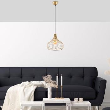 Elegáns fényes arany csillár, fém test, állítható magasságú, 22 x 22 x 120 cm | E27 aljzat, max 40W, IP20 | Tökéletes modern lakberendezéshez, elbűvölő világítás a nappaliban és az étkezőben kép