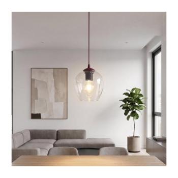 EMIBIG ISTAR függőlámpa kábelen 1xE27/15W/230V Ø 14 cm piros/átlátszó 1784/1 kép