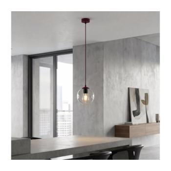 EMIBIG Kábeles csillár COSMO 1xE14/10W/230V, átmérő 14 cm, piros/átlátszó 1788/1 kép