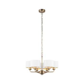Endon 98936 - Csillár láncon HIGHCLERE 6xE14/28W/230V fehér/réz 98936 kép