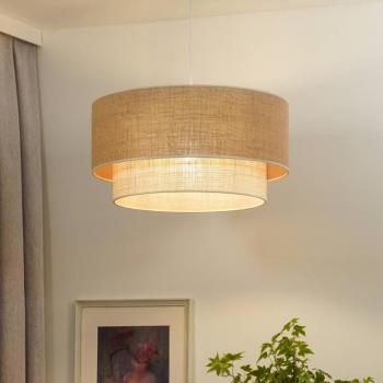 Boho függő világítás, barna/fehér, Ø 45 cm, textil kép