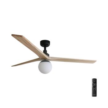 FARO Barcelona FARO 34282-11L - Mennyezeti látor KLIM L 1xE27/15W/230V fenyő/fekete + távirányító 342821B kép