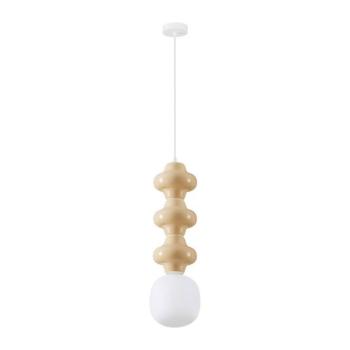 Fehér-krémszínű kerámia függőlámpa üveg búrával ø 18 cm Clio – Nova Luce kép