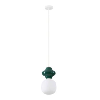 Fehér-petróleum színű kerámia függőlámpa üveg búrával ø 18 cm Clio – Nova Luce kép