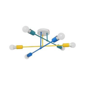 Felületre szerelhető csillár CAMBRIDGE 6xE27/20W/230V kék/sárga W-2022/6 MIX/H kép