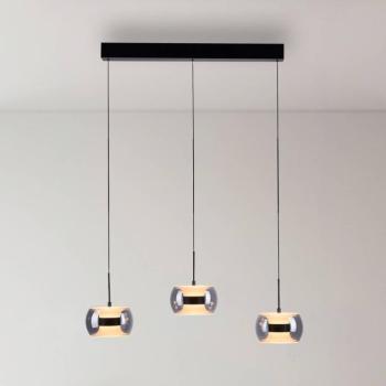 Fumea LED lógó lámpa, hossza 71 cm, fekete/füstös üveg, CCT, 3 izzós kép