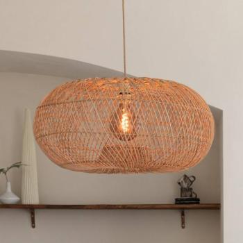 GOOD & MOJO Arizona lógó lámpa, természetes színű, Ø 70 cm, rattan, E27 kép