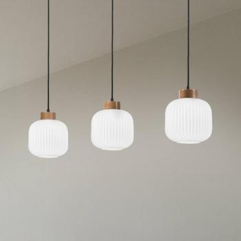 Harmony függőlámpa, hossza 110 cm, opálüveg, tölgyfa, 3-lámpás. kép