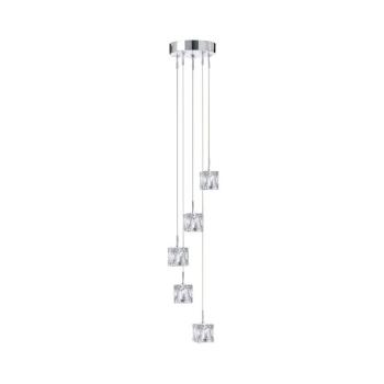 Ice Cube LED-es függőlámpa, 5 lámpás, króm, kristály üveg kép