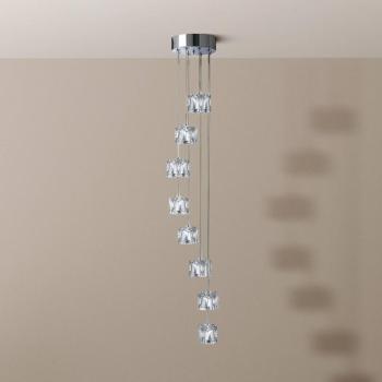 Ice Cube LED-es függőlámpa, 8-as lámpa, króm, kristály üveg kép