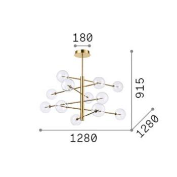IDEAL LUX Equinoxe lógó lámpa, króm/füstös szürke, 12 izzós kép