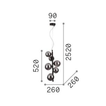IDEAL LUX lógó lámpa Perlage, sárgaréz/borostyánszínű, magasság 52 cm, 6 izzós