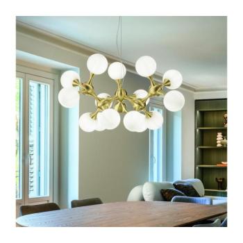Ideal Lux - NODI kábeles csillár 15xE14/28W/230V Ø 105 cm sárgaréz/fehér 241012 kép
