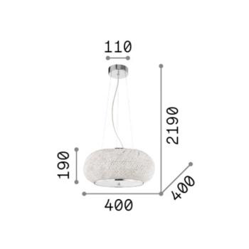 IDEAL LUX Pasha lógó lámpa, króm színű/átlátszó, Ø 40 cm, üveg kép
