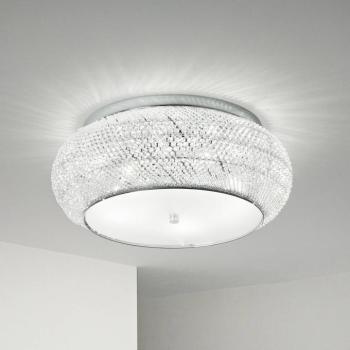 IDEAL LUX Pasha mennyezeti lámpa, króm színű/átlátszó, Ø 55 cm, üveg kép