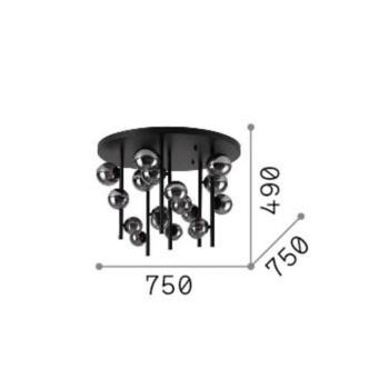 IDEAL LUX Perlage mennyezeti lámpa, sárgaréz/borostyán, Ø 70 cm, 18 izzóval kép
