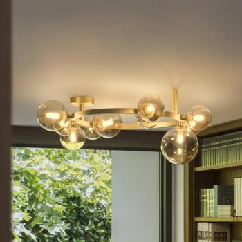 IDEAL LUX Perlage mennyezeti lámpa, sárgaréz/borostyán színű, hossza 70 cm, 10 kép