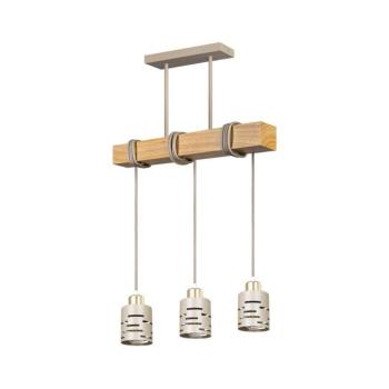 Kábeles csillár ELEN 3xE27/35W/230V bézs/arany/barna ELEN PENDANT LIGHT 3BEIGE WOOD kép