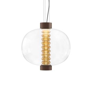 kdln LED függő világítás Bolha, borostyán, Ø 40 cm, üveg kép
