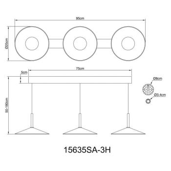 Lampone LED lógó világítás, homokszínű, hossza 95 cm, fém, 3 izzós kép