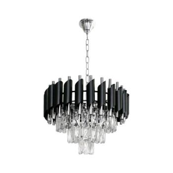 Láncos csillár CRISTAL 5xE14/10W/230V Ø 38 cm fekete/matt króm ML2519 kép
