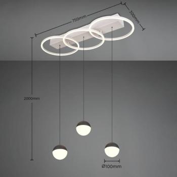 Larino hosszú LED-függesztett lámpa, világosszürke, fém, CCT, távirányítóval kép