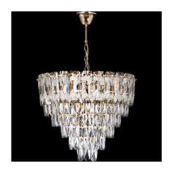 LED csillár láncon 9xE27/60W/230V + 6xLED/6W átm. 50 cm arany W-E2636B/9+6 kép
