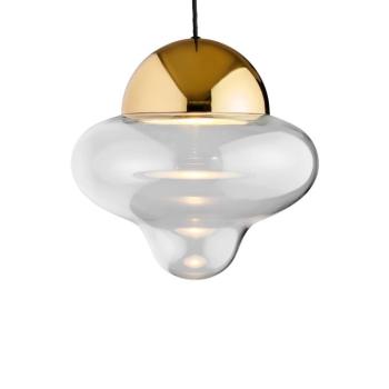 Nutty XL LED lógó világítás, átlátszó/arany színű, Ø 30 cm, üveg kép