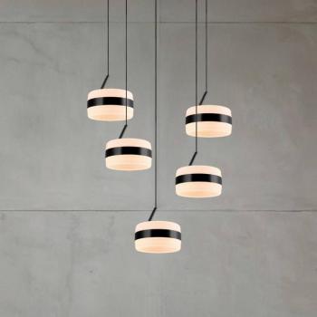 LED függő lámpa Dios, fekete, Ø 45 cm, CCT, 5 izzós.