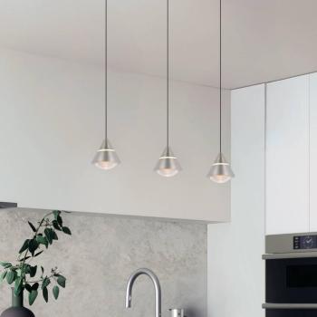 LED függő lámpa Romeo Hosszúság 55 cm nikkel színű fém 3 izzós. kép
