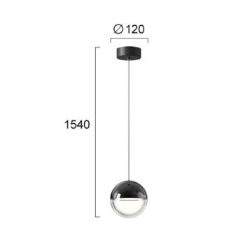 LED függő lámpa Zirea, fekete/króm színű, Ø 12 cm, fém kép