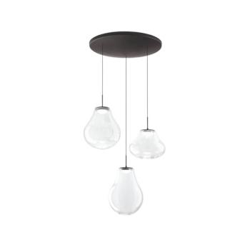 LED függő világítás Deva, 3 izzós, Ø 50 cm, átlátszó, CCT, dimmelhető kép