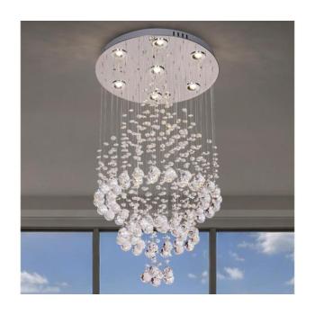 LED kristály mennyezeti lámpa NAURU LED/24W/230V átm. 40 cm fényes króm + távirányító N3010 kép