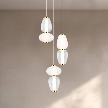 LED lógó lámpa Shiny, Ø 60 cm, átlátszó/fehér, üveg kép