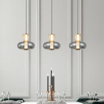 LED lógó lámpa Sire, hossza 92 cm, füst/bronz üveg, 3 izzós. kép